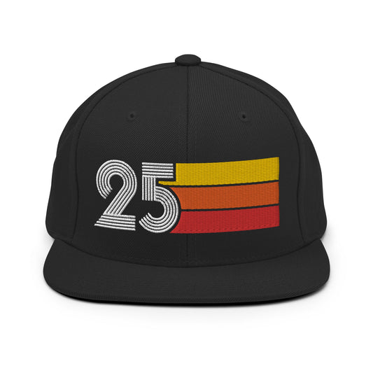 25 - Number Twenty Five 25th Birthday Gift Idea Flat Bill Snapback Hat for Men and Women - Styleuniversal