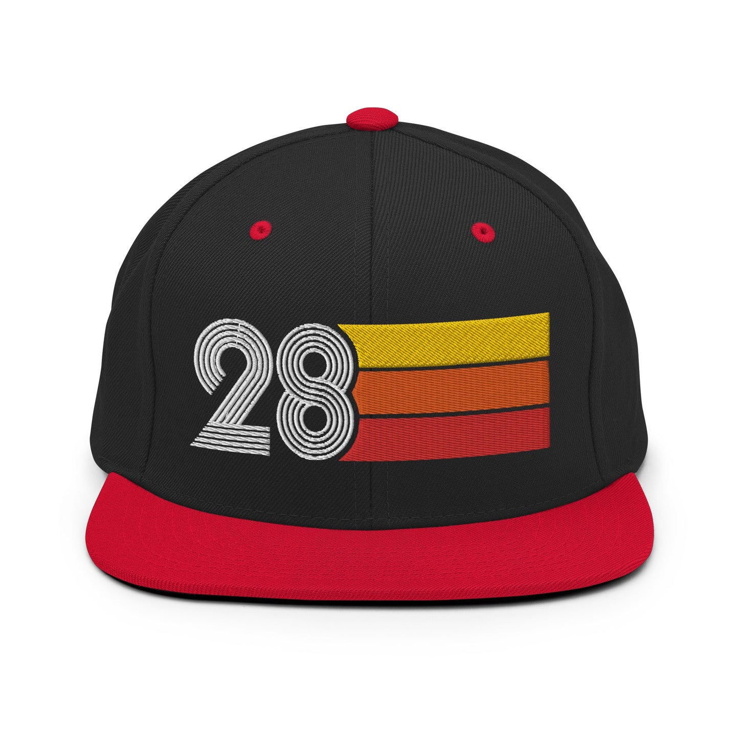 28 - Number Twenty Eight 28th Birthday Gift Idea Flat Bill Snapback Hat for Men and Women - Styleuniversal