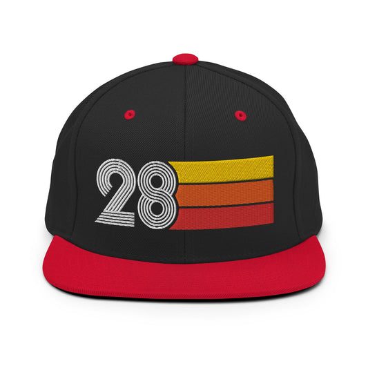 28 - Number Twenty Eight 28th Birthday Gift Idea Flat Bill Snapback Hat for Men and Women - Styleuniversal