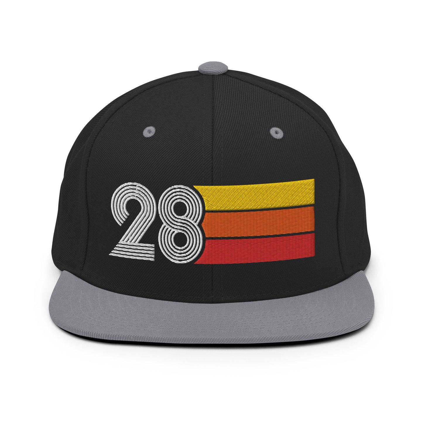 28 - Number Twenty Eight 28th Birthday Gift Idea Flat Bill Snapback Hat for Men and Women - Styleuniversal