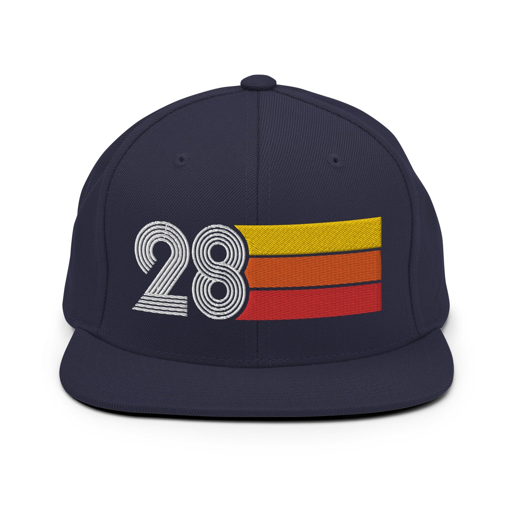 28 - Number Twenty Eight 28th Birthday Gift Idea Flat Bill Snapback Hat for Men and Women - Styleuniversal