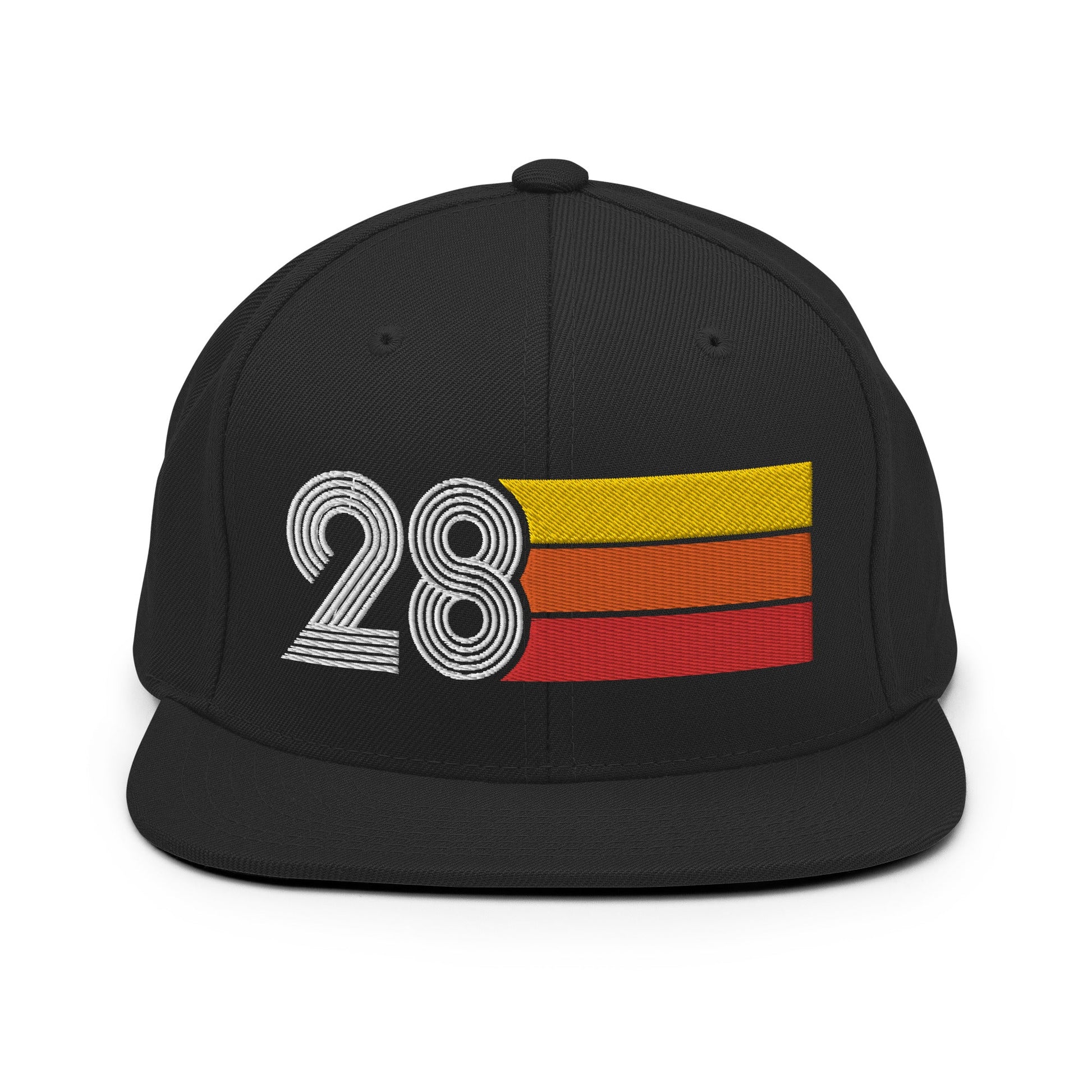 28 - Number Twenty Eight 28th Birthday Gift Idea Flat Bill Snapback Hat for Men and Women - Styleuniversal