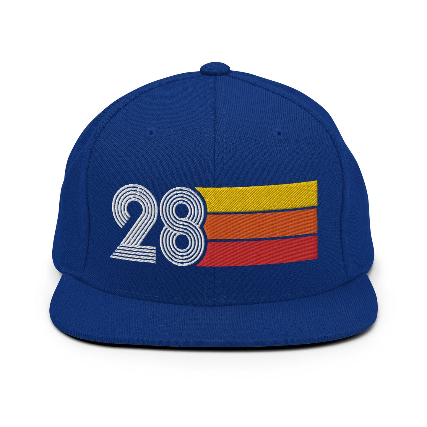 28 - Number Twenty Eight 28th Birthday Gift Idea Flat Bill Snapback Hat for Men and Women - Styleuniversal