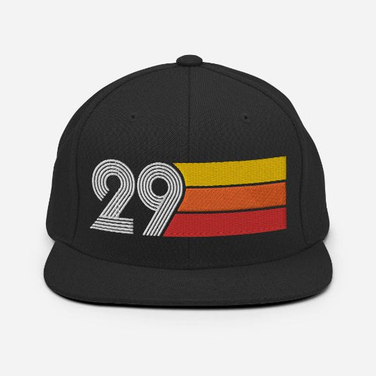 29 - Number Twenty Nine 29th Birthday Gift Idea Flat Bill Snapback Hat for Men and Women - Styleuniversal