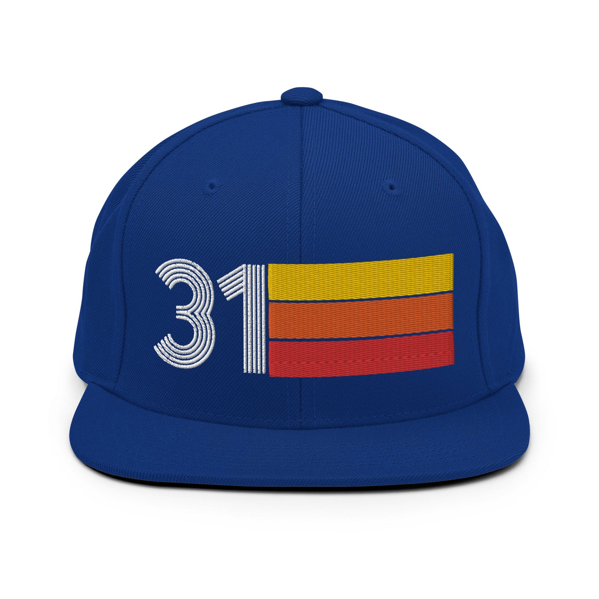 31 - Number Thirty One Retro Tri Line Snapback Hat - Styleuniversal