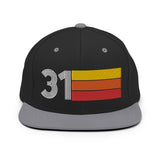 31 - Number Thirty One Retro Tri Line Snapback Hat - Styleuniversal