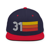 31 - Number Thirty One Retro Tri Line Snapback Hat - Styleuniversal