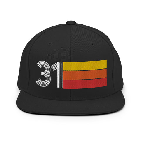 31 - Number Thirty One Retro Tri Line Snapback Hat - Styleuniversal