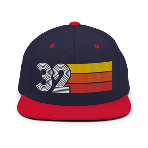 32 - Number 32 Retro Tri-Line Snapback Hat - Styleuniversal
