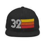 32 - Number 32 Retro Tri-Line Snapback Hat - Styleuniversal