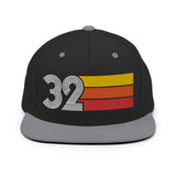 32 - Number 32 Retro Tri-Line Snapback Hat - Styleuniversal