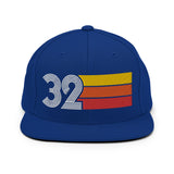 32 - Number 32 Retro Tri-Line Snapback Hat - Styleuniversal