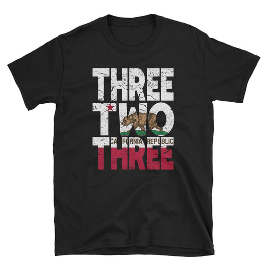 323 Area Code California Republic Flag Short-Sleeve Unisex T-Shirt - Styleuniversal