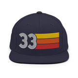 33 - Number Thirty Three Retro Tri Line Snapback Hat - Styleuniversal