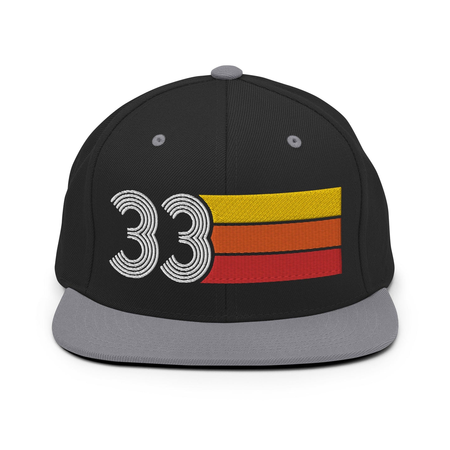 33 - Number Thirty Three Retro Tri Line Snapback Hat - Styleuniversal