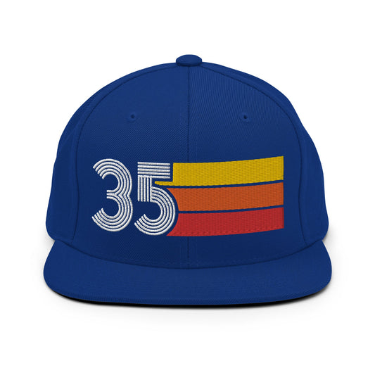 35 - Number Thirty Five Retro Tri Line Snapback Hat - Styleuniversal