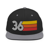 36 - Number Thirty Six Retro Tri Line Snapback Hat - Styleuniversal