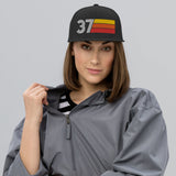 37 - Number Thirty Seven Retro Tri Line Snapback Hat - Styleuniversal