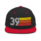 39 - Number Thirty Nine Retro Tri Line Snapback Hat - Styleuniversal