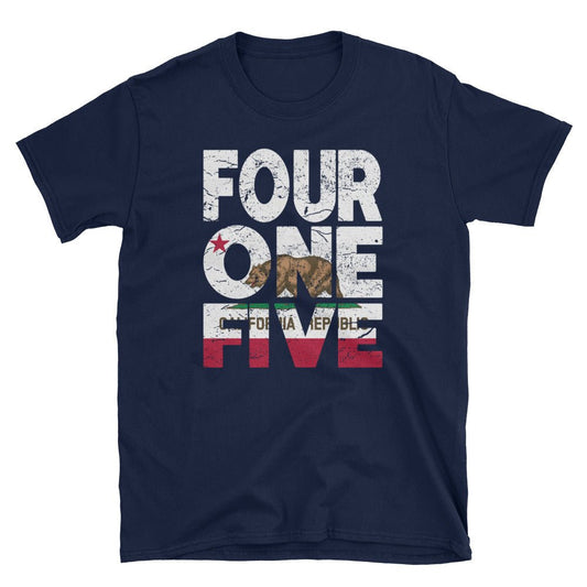 415 Area Code California Republic Flag Short-Sleeve Unisex T-Shirt - Styleuniversal
