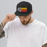 42 - Number Forty Two Retro Tri-Line Snapback Hat - Styleuniversal