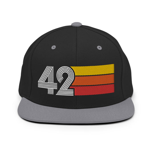 42 - Number Forty Two Retro Tri-Line Snapback Hat - Styleuniversal