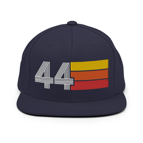 44 - Number Forty Four Retro Tri-Line Snapback Hat - Styleuniversal
