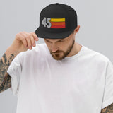 45 - Number Forty Five Retro Tri-Line Snapback Hat - Styleuniversal
