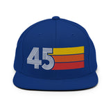 45 - Number Forty Five Retro Tri-Line Snapback Hat - Styleuniversal