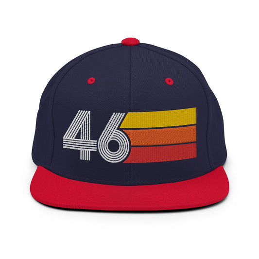 46 - Number Forty Six Retro Tri-Line Snapback Hat - Styleuniversal
