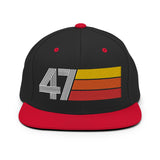 47 - Number Forty Seven Retro Tri-Line Snapback Hat - Styleuniversal
