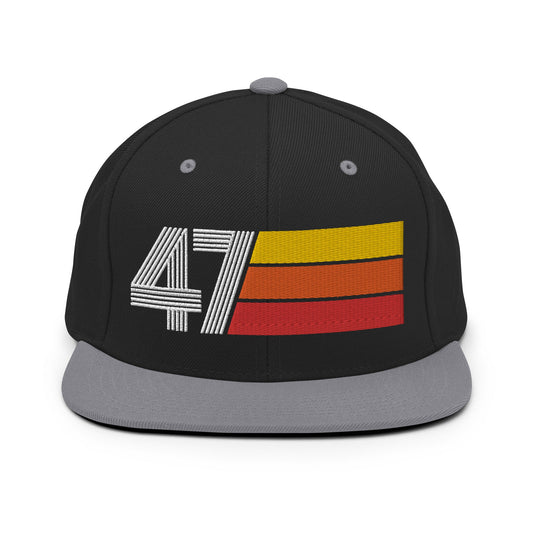 47 - Number Forty Seven Retro Tri-Line Snapback Hat - Styleuniversal