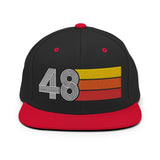 48 - Number Forty Eight Retro Tri-Line Snapback Hat - Styleuniversal