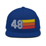 48 - Number Forty Eight Retro Tri-Line Snapback Hat - Styleuniversal