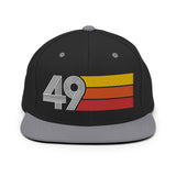 49 - Number Forty Nine Retro Tri-Line Snapback Hat - Styleuniversal