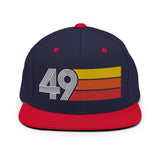 49 - Number Forty Nine Retro Tri-Line Snapback Hat - Styleuniversal
