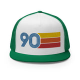 90 - 1990 Flat Bill Mesh Back Trucker Cap
