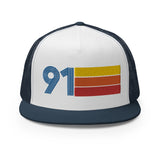 91 - 1991 Flat Bill Mesh Back Trucker Cap
