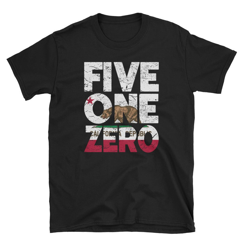 510 Area Code California Republic Flag Short-Sleeve Unisex T-Shirt - Styleuniversal