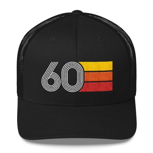 60 Number Retro Trucker Hat 1960 Birthday Gift Cap Decoration Party Idea for Women Men - Styleuniversal