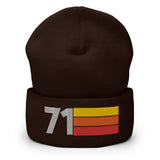 71 - 1971 Retro Tri-Line Cuffed Beanie - Styleuniversal