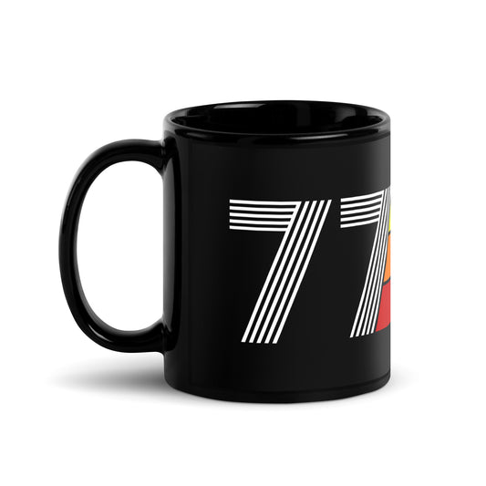 77 - 1977 Retro Tri-Line 11oz Black Glossy Mug