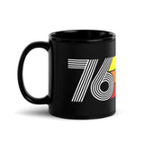 76 - 1976 Retro Tri-Line 11oz Black Glossy Mug