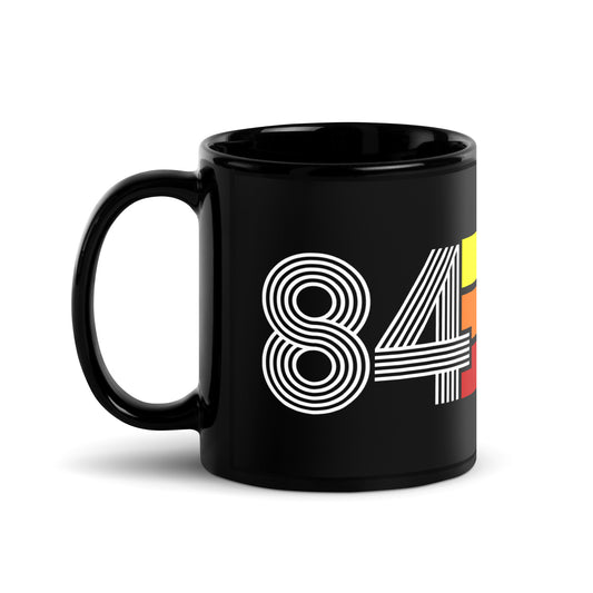 84 - 1984 Retro Tri-Line 11oz Black Glossy Mug