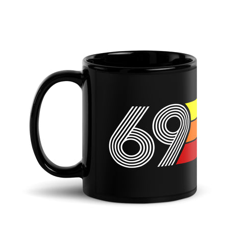 69 - 1969 Retro Tri-line 11oz Black Glossy Mug
