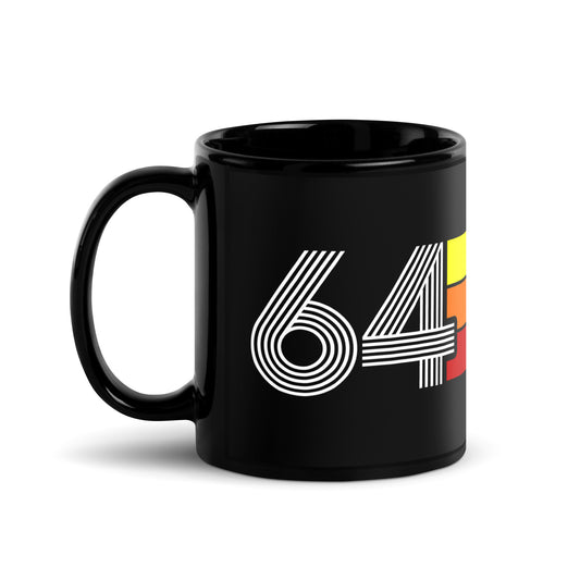 64 - 1964 Retro Tri-line 11oz Black Glossy Mug