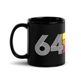 64 - 1964 Retro Tri-line 11oz Black Glossy Mug