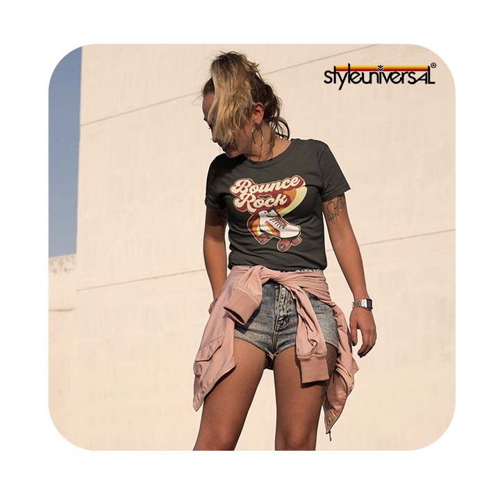 Bounce Rock Roller Skate 80's 70's Disco Short-Sleeve T-Shirt