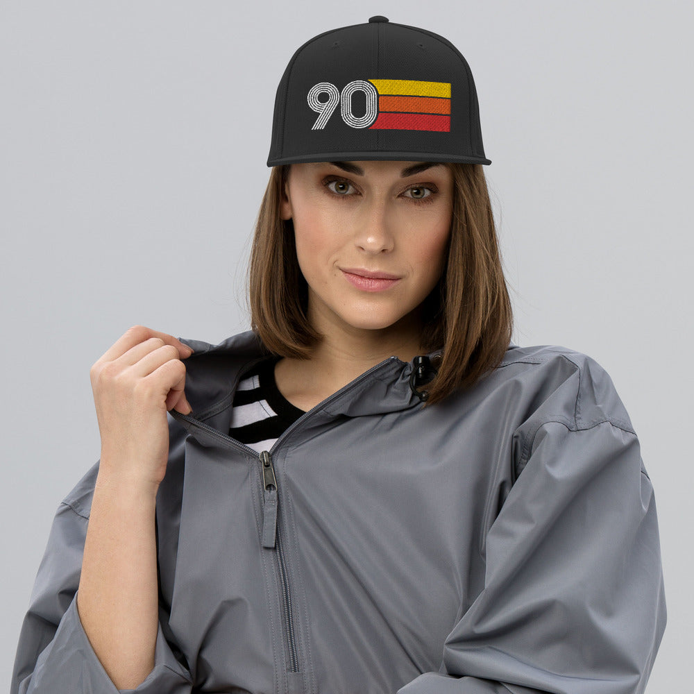 90 - 1990 Retro Tri-Line Snapback Hat