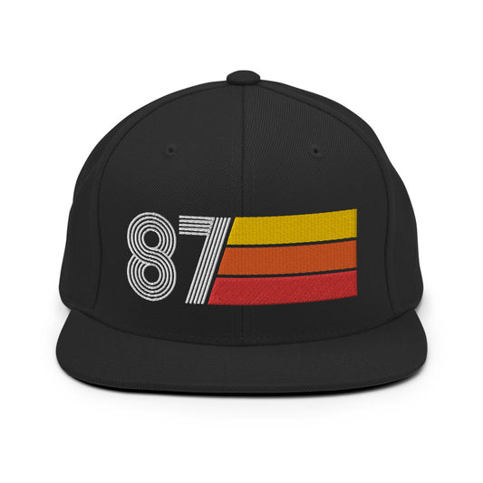 87 - 1987 Retro Tri-Line Snapback Hat